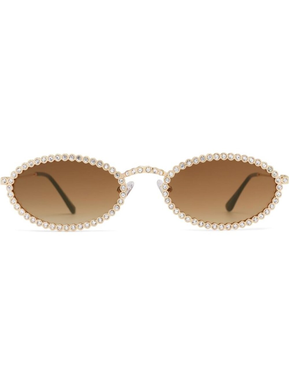SOJOS Women Retro Oval Rhinestone Sunglasses 90s Style Bling Hippie Disco Brown